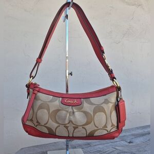 Coach Khaki & Persimmon Park Signature East West Hobo Shoulder Bag